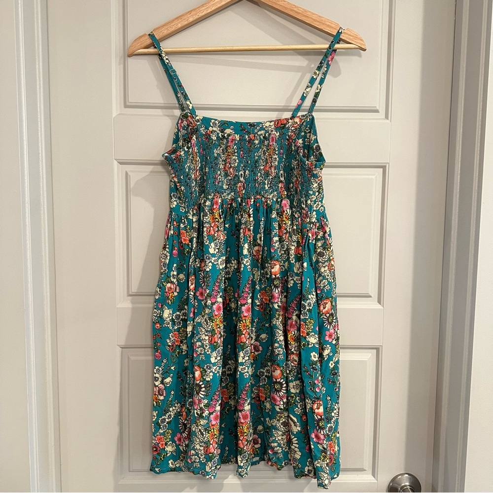 NATURAL LIFE Teal‎ Floral Bailey Mini Dress Size Small - Picture 3 of 7